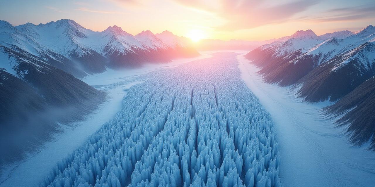 Luftaufnahme eines schwindenden Gletschers in den österreichischen Alpen mit digitalen Overlay-Daten